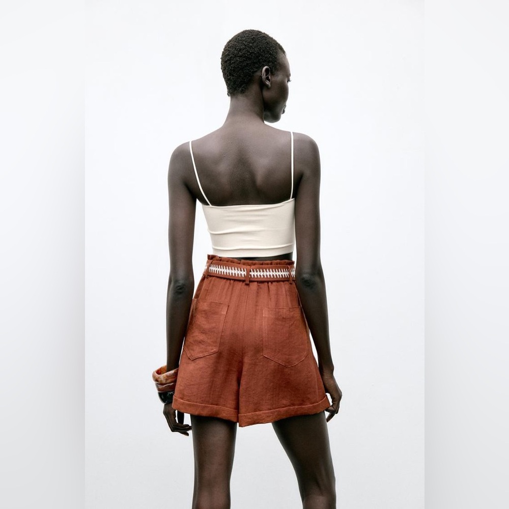EMBROIDERED BELT SHORTS - Picture 5 of 8